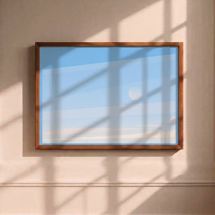 Arte mural minimalista con gradiente de cielo y so