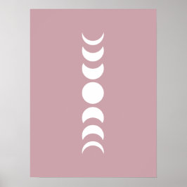 Arte mural minimalista de fase lunar rosa / malva