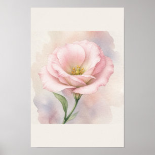 Arte mural minimalista de flor de acuarela rosa su
