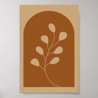 Arte mural minimalista de hoja botánica de arco de