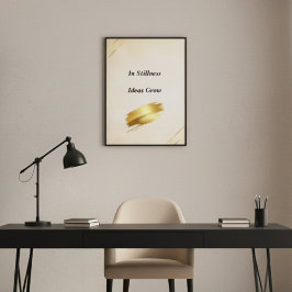 Arte mural minimalista en crema y dorado con cita 