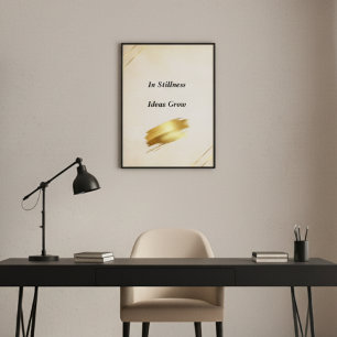 Arte mural minimalista en crema y dorado con cita