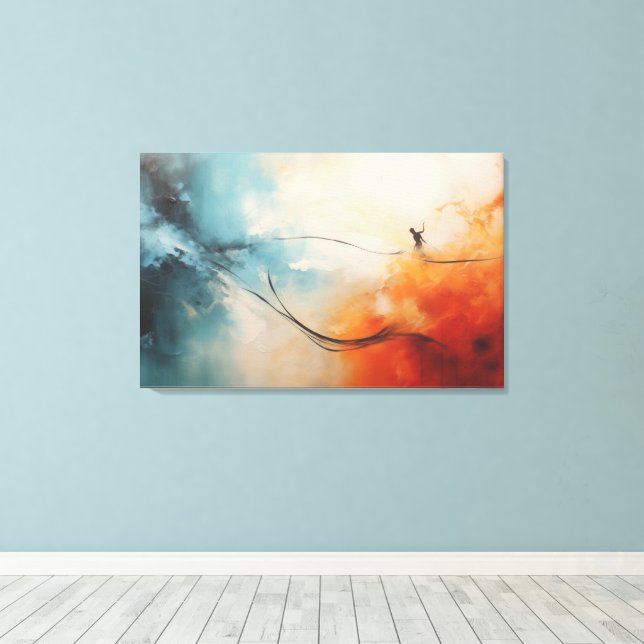 Arte mural minimalista luz marina roja azul elegan (Insitu (piso de madera))