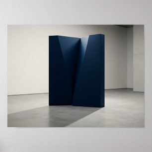Arte mural minimalista monolito plegado azul oscur
