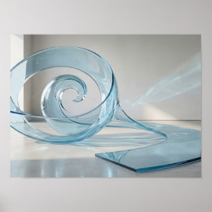 Arte mural moderno espiral de vidrio azul escultór