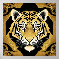 Arte mural ornamental de tigre dorado Decoración d