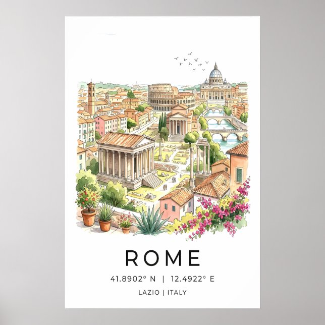 Arte mural panorámico del horizonte de Roma con Co (Frente)