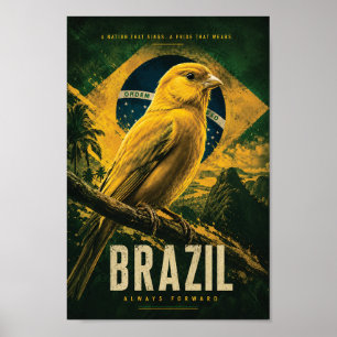 Arte mural patriótica Canarinho de Brasil Póster