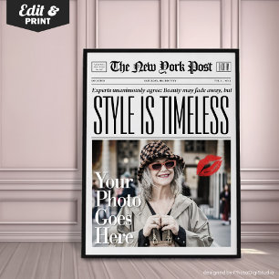 Arte mural personalizado de periódico con estilo a