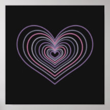 Arte mural poster corazón neón púrpura
