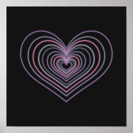 Arte mural poster corazón neón púrpura