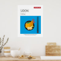 Arte mural sobre fideos udon de comida japonesa
