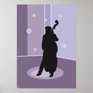 Arte musical de silueta de contrabajo minimalista