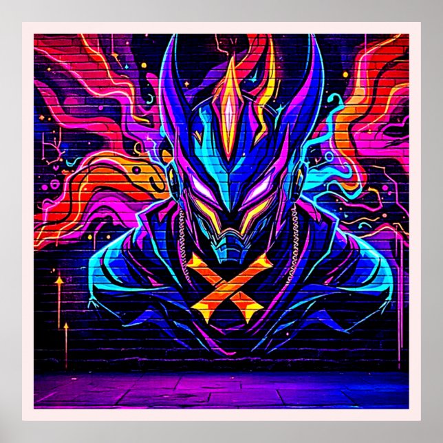 Arte Neon Cyber Guardian (Frente)