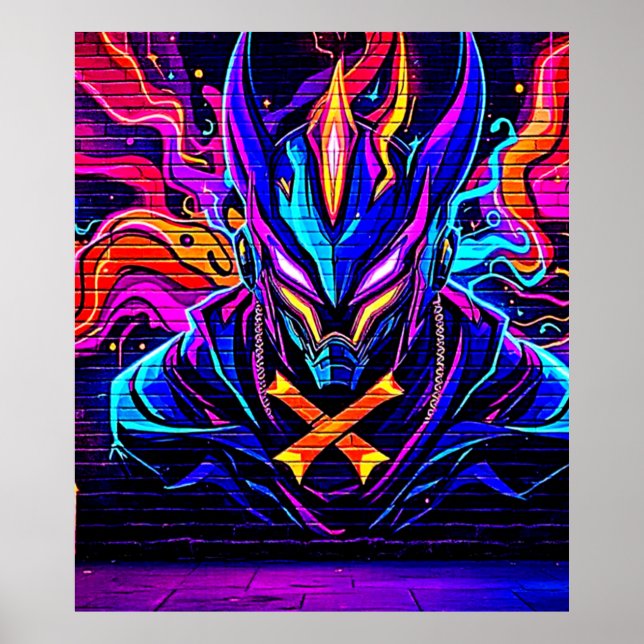 Arte Neon Cyber Guardian (Frente)