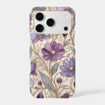 Arte Nouveau Floral Vidrio Teñido de Oro Púrpura
