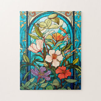 Arte Nouveau Rompecabezas Arco Floral de Vidrio Em