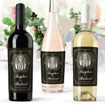 Arte Nouveau Vidrio Emplomado Etiqueta de Vino de 