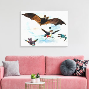 Arte Nouveau Vintage Murciélago y pájaros vestidos