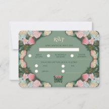 Arte Nuevo de acuarela verde salvia para boda RSVP