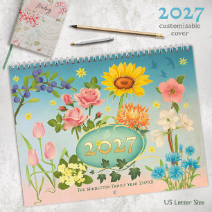 Arte Nuevo de Calendario Dibujado a Mano Flores