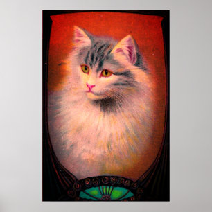 Arte nuevo ilustración de gato vintage elegante