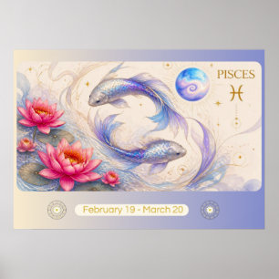 Arte Nuevo Piscis Zodiaco Arte de Pared