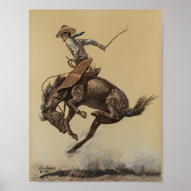 Arte occidental "Caballo Maldito" de Will James (Frente)