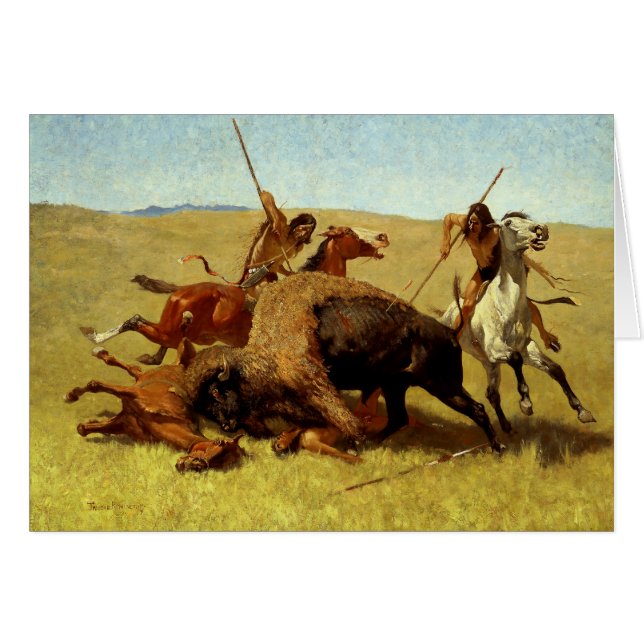 Arte Occidental de Frederic Remington “Caza de Búf (Anverso (Horizontal))