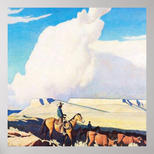Arte occidental de "Open Range" por Maynard Dixon (Frente)