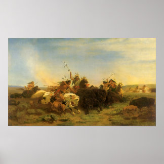 Arte occidental norteamericano vintage, caza de bú