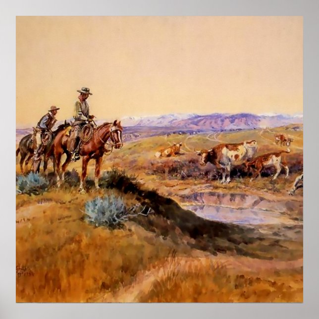 Arte occidental “Trabajado” de Charles M Russell (Frente)