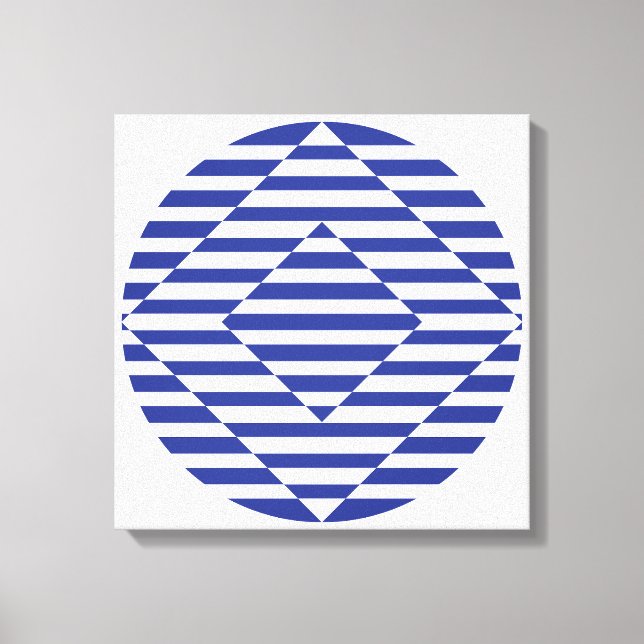 Arte óptico en arte de pared azul oscuro de 16" x  (Anverso)