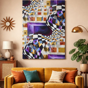 Arte Óptico Moderno de Mediados de Siglo Abstracto