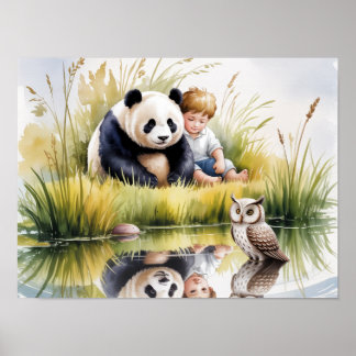 ARTE ORIGINAL ACUARELA DE ANIMALES RELAJÁNDOSE 