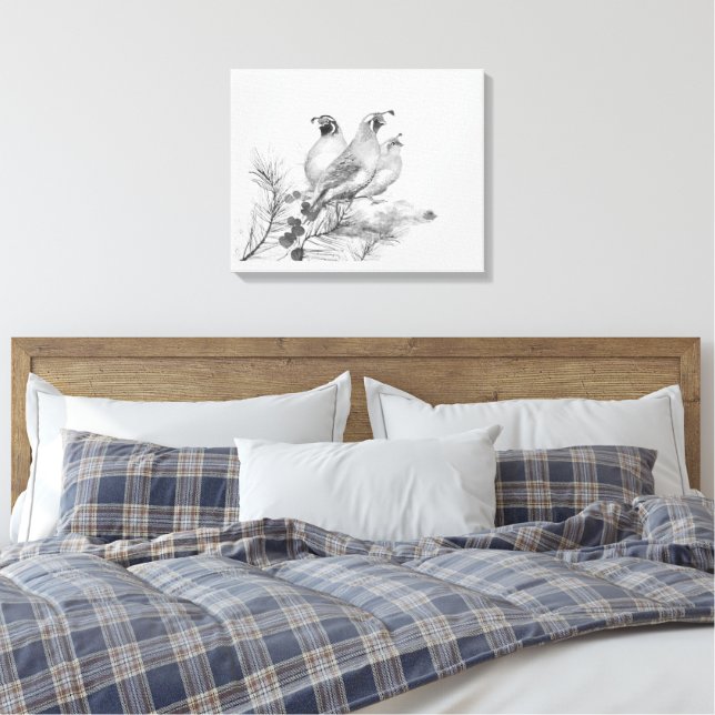 Arte original de acuarela del pájaro codorniz de C (Insitu(Dormitorio))