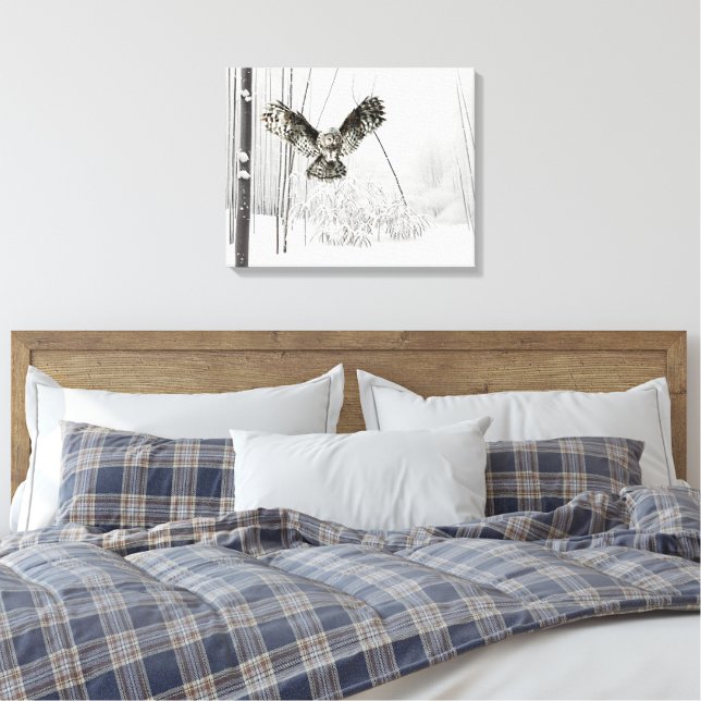 Arte original de búho de caza en acuarela (Insitu(Dormitorio))