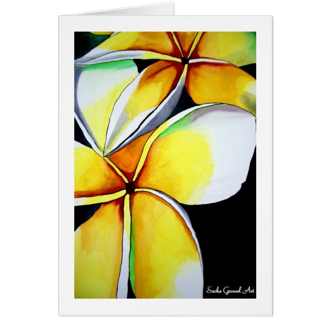 Arte original de flor frangipano amarillo tropical (Frente)