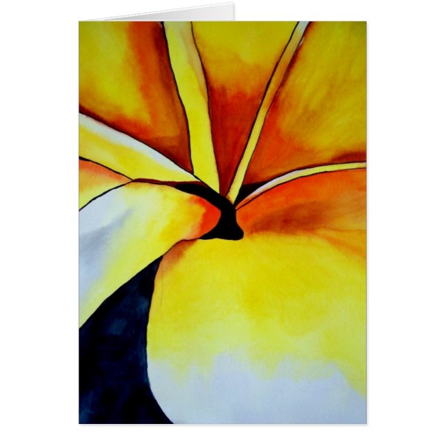 Arte original de flor frangipano amarillo tropical (Frente)