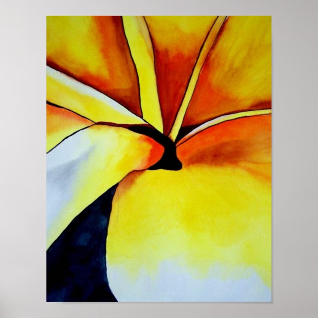Arte original de flor frangipano amarillo tropical (Frente)