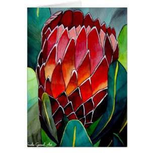 Arte original del watercolour de la flor roja del