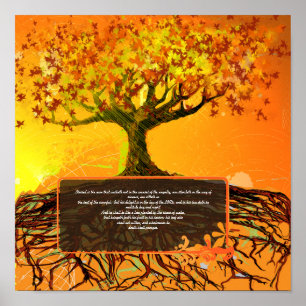 Arte original - Póster de árbol con raíces desgast