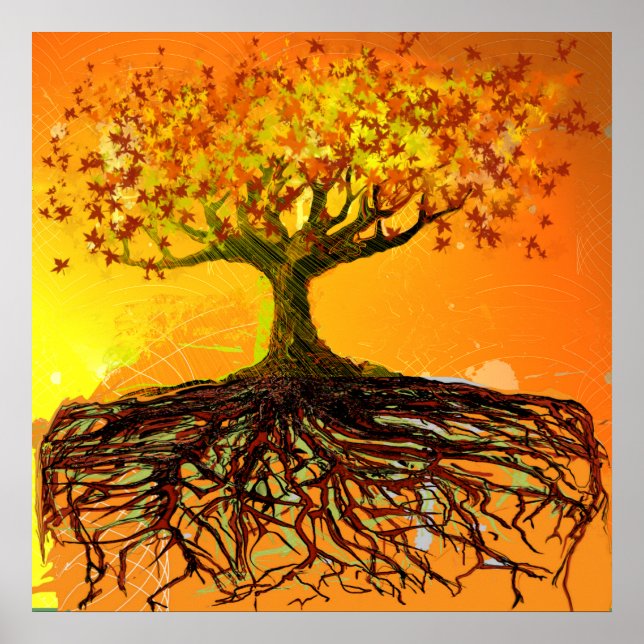 Arte Original: Poster de árbol de raíces desgarrad (Frente)