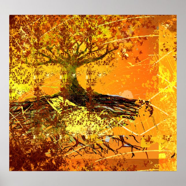 Arte Original: Poster de árbol de raíces desgarrad (Frente)