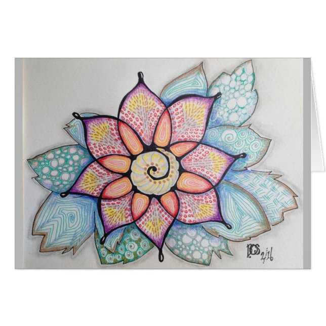 Arte original que dibuja la tarjeta en blanco, (Anverso (Horizontal))