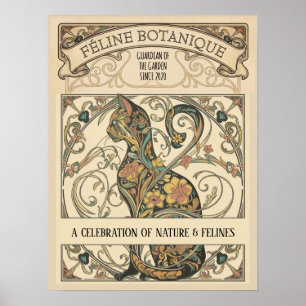 Arte Ornamental Felino Botánico Art Nouveau