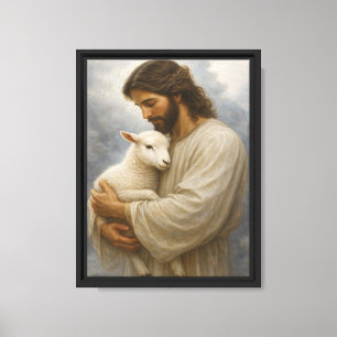 Arte pacífico de Jesús sosteniendo un cordero