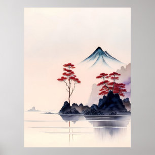 Arte paisajístico japonés vintage