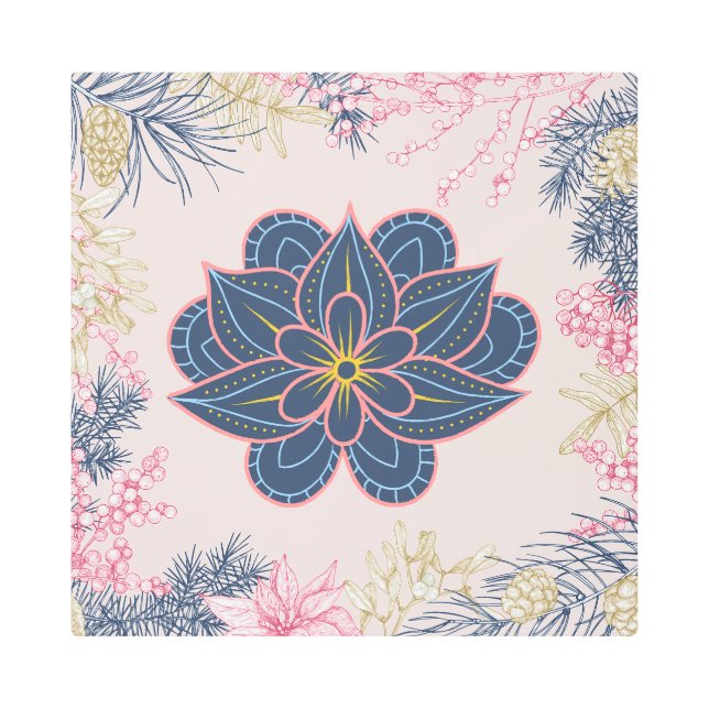 Arte Paisley, gráfico azul y púrpura (Anverso)