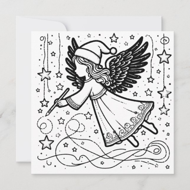 Arte para Colorear Ángel de Navidad (Anverso)